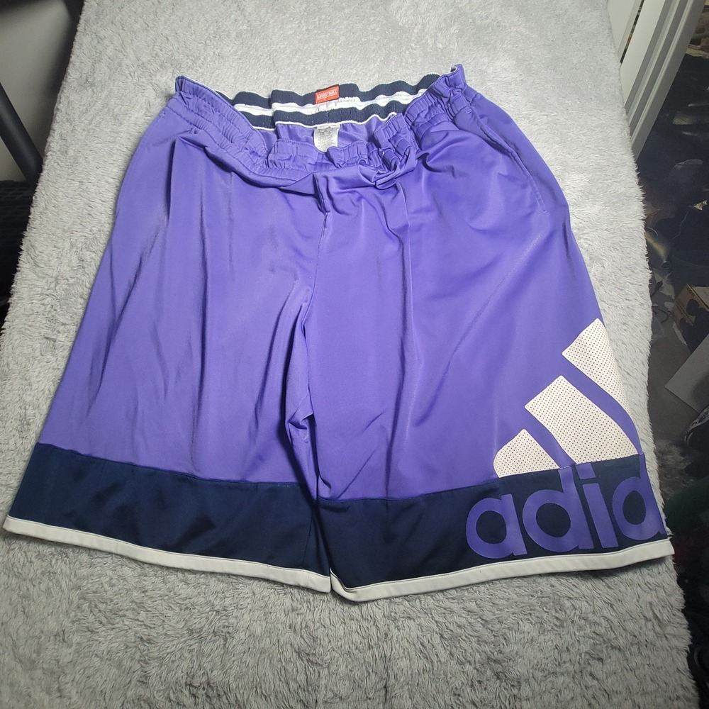 Y2K Adidas RetroBasketball Shorts Mens Medium Purple Athletic Drawstring Logo